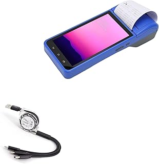 BoxWave Cable Compatible with Zyyini POS PDA Receipt Printer (5.5 in) - AllCharge miniSync, Retractable, Portable USB Cable - Jet Black