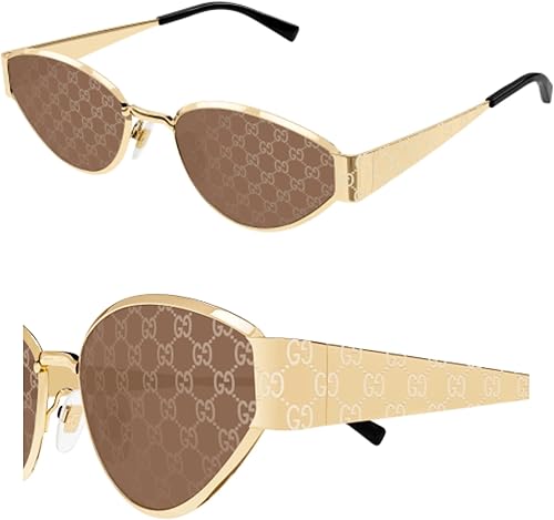 Gucci GG1853S Monogram Lasered GG Pattern With Guccissima Lens Almond Shape Sunglasses with Luxury Eyewear Kit