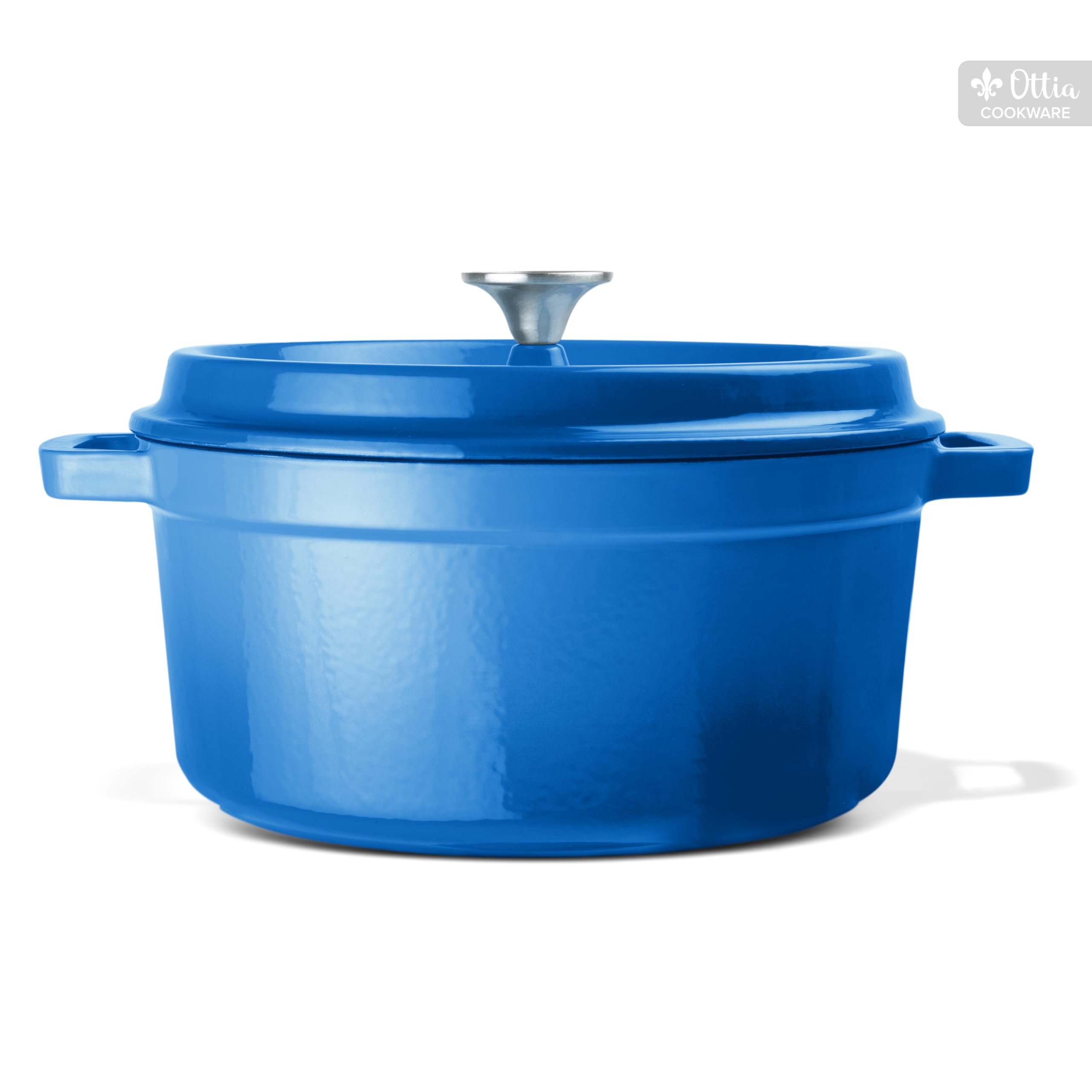 Ottia Pentola in Ghisa, 22 cm, 3 Litri, Smalto Premium, Casseruola per Brasati con Coperchio, Pentola in Ghisa, Dutch Oven, Teglia per Pane, Pentola per Pane, Adatta a Tutti i Tipi di Piano di Cottura