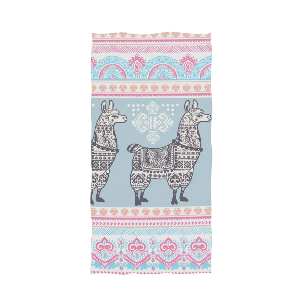 NaanleChic Boho Beautiful Llama Paisley Floral Soft Bath Towel Highly Absorbent Large Hand Towels Multipurpose for Bathroom, Hotel, Gym and Spa (16" x 30")