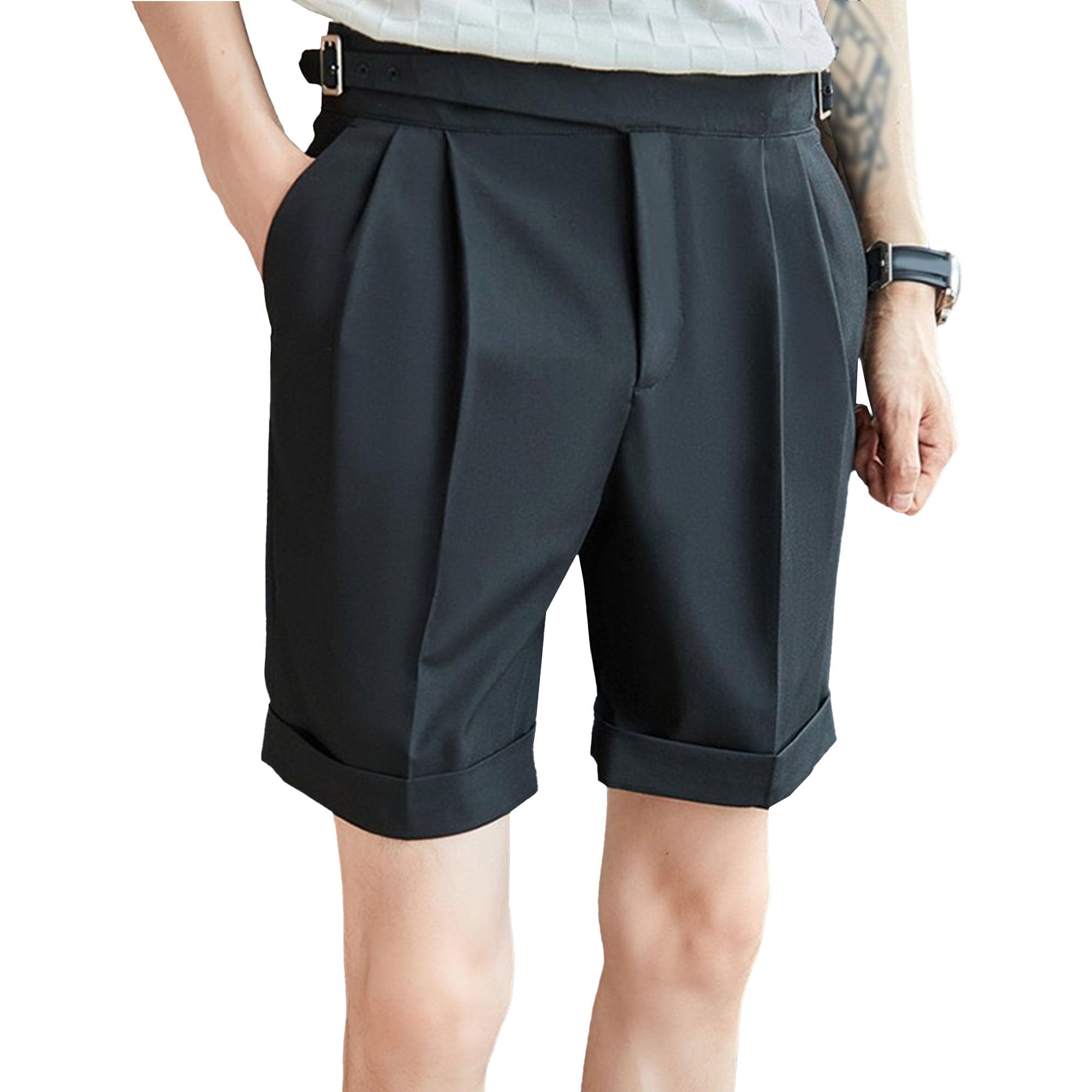 Short de golf léger pour homme, coupe droite, plissé sur le devant, taille extensible dans les 4 sens
