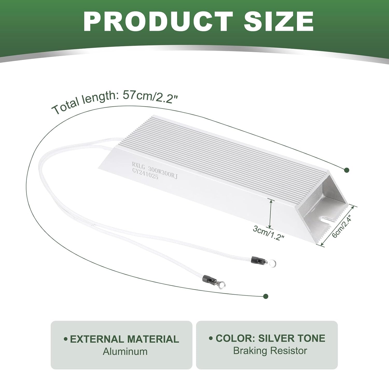 YOKIVE 300 Ohm 300W Braking Resistor, Aluminum Housing Wirewound Braking Resistor Inverter Servo Resistor with Solder Lug and Terminals, Great for Audio Servo Motor
