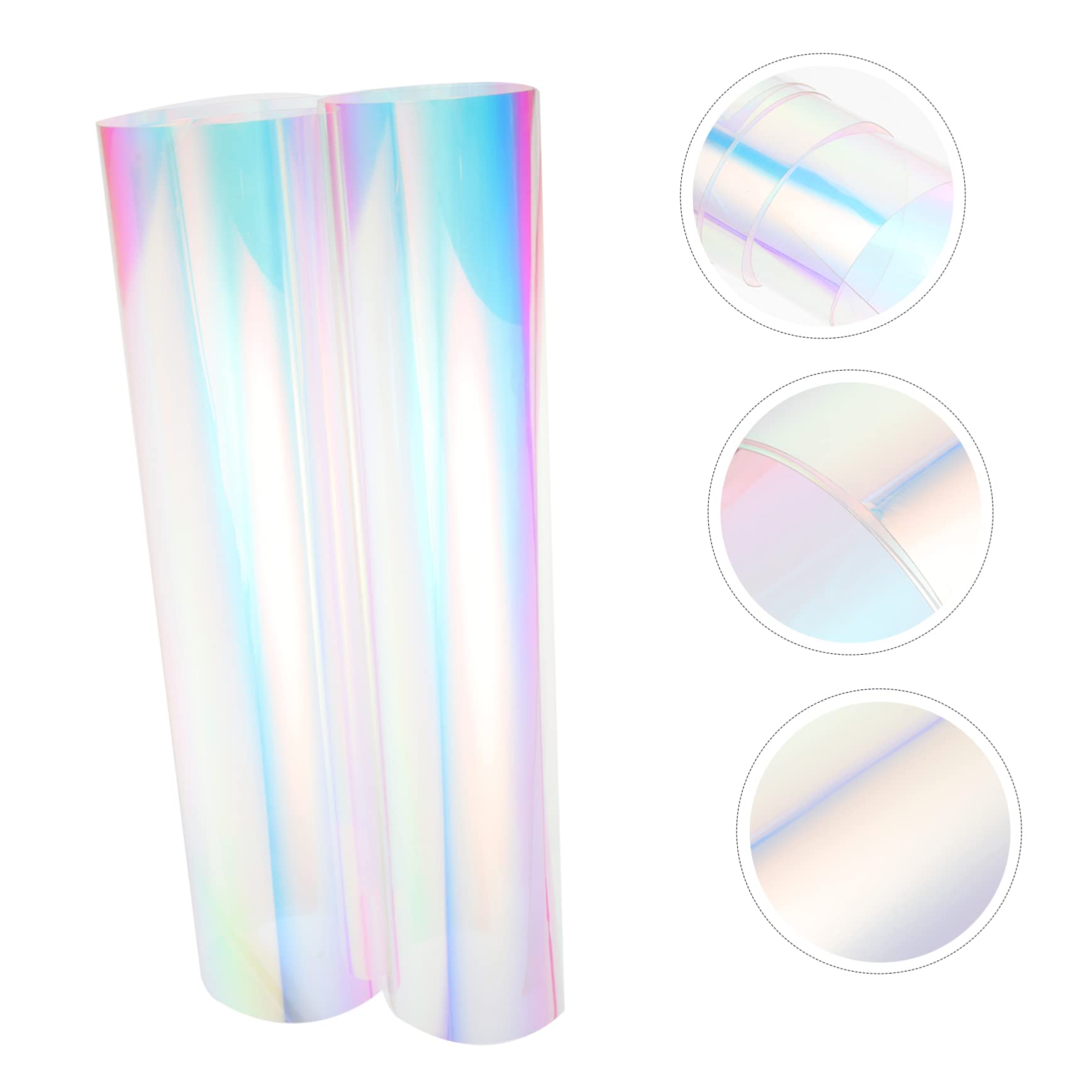 Housoutil 4 Blätter PVC Holographische Folie Transparent Glänzend DIY Dekostoff für Taschen Schlüsselanhänger Haaraccessoires Robust und Schnittfest