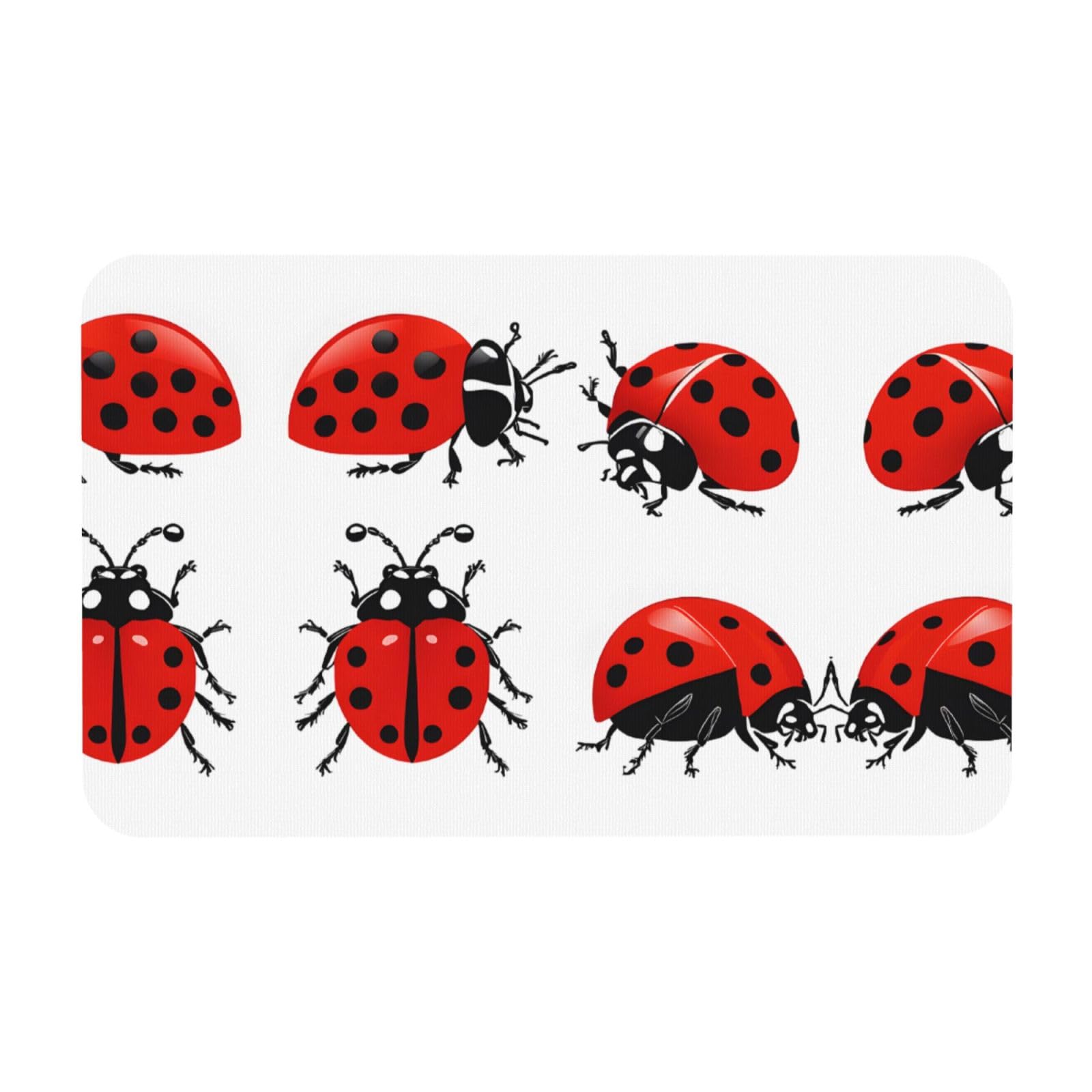 Tapis de bain antidérapant 50 x 80 cm anti-moisissure et super absorbant motif coccinelle
