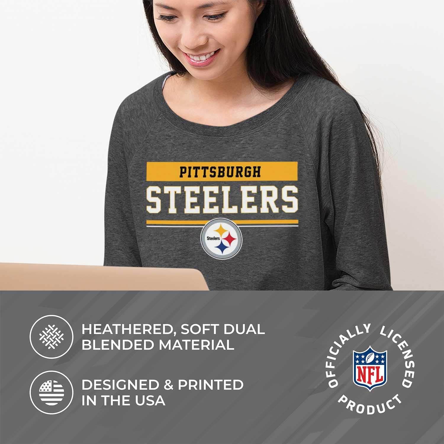Team Fan Apparel NFL Women's Plus Size Team Block Charcoal Crewneck- Tagless Pullover - Relaxed Raglan- Stay Cool and Stylish