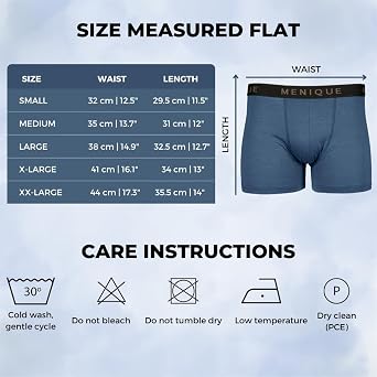 menique Mens 100% Merino Wool Boxer Briefs, Soft Breathable Trunks