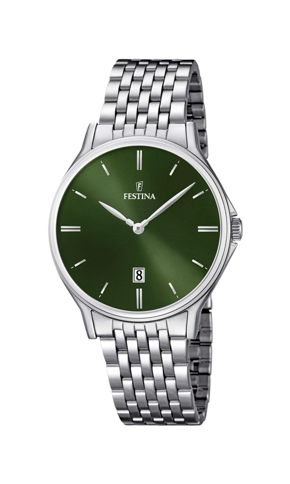 Festina Orologio Uomo Analogico in Acciaio Inossidabile 316l Argentato | Movimento al Quarzo, Calendario, Vetro Minerale ad Alta Resistenza, Impermeabile 5 ATM F16744/5