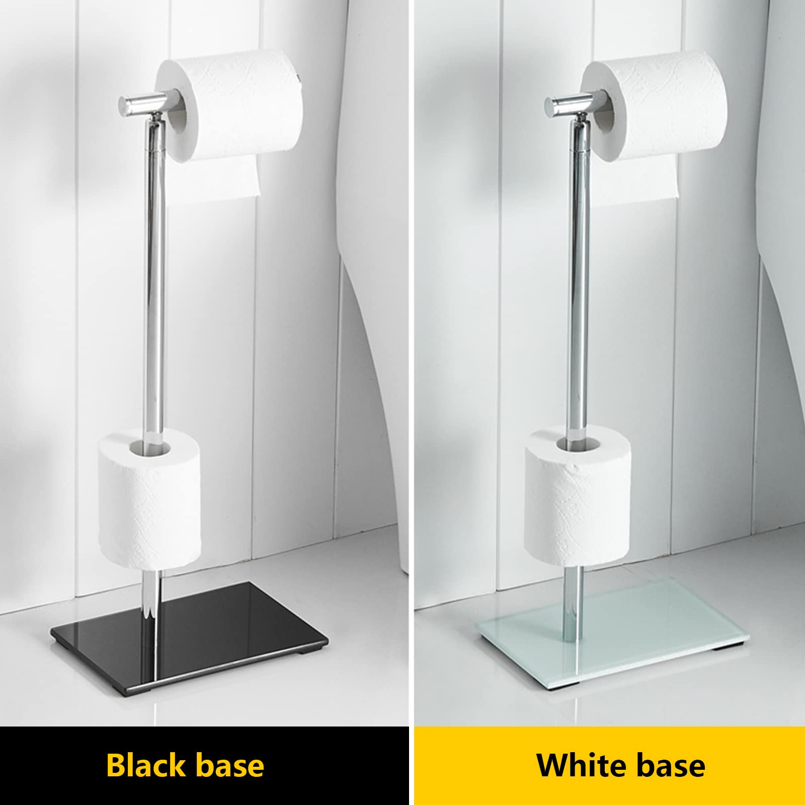 Portarotolo con Ripiano Portarotolo Portarotolo Pieghevole Portarotolo Autoportante Ottone 54Cm Ampio Bagno di Stoccaggio,White Base