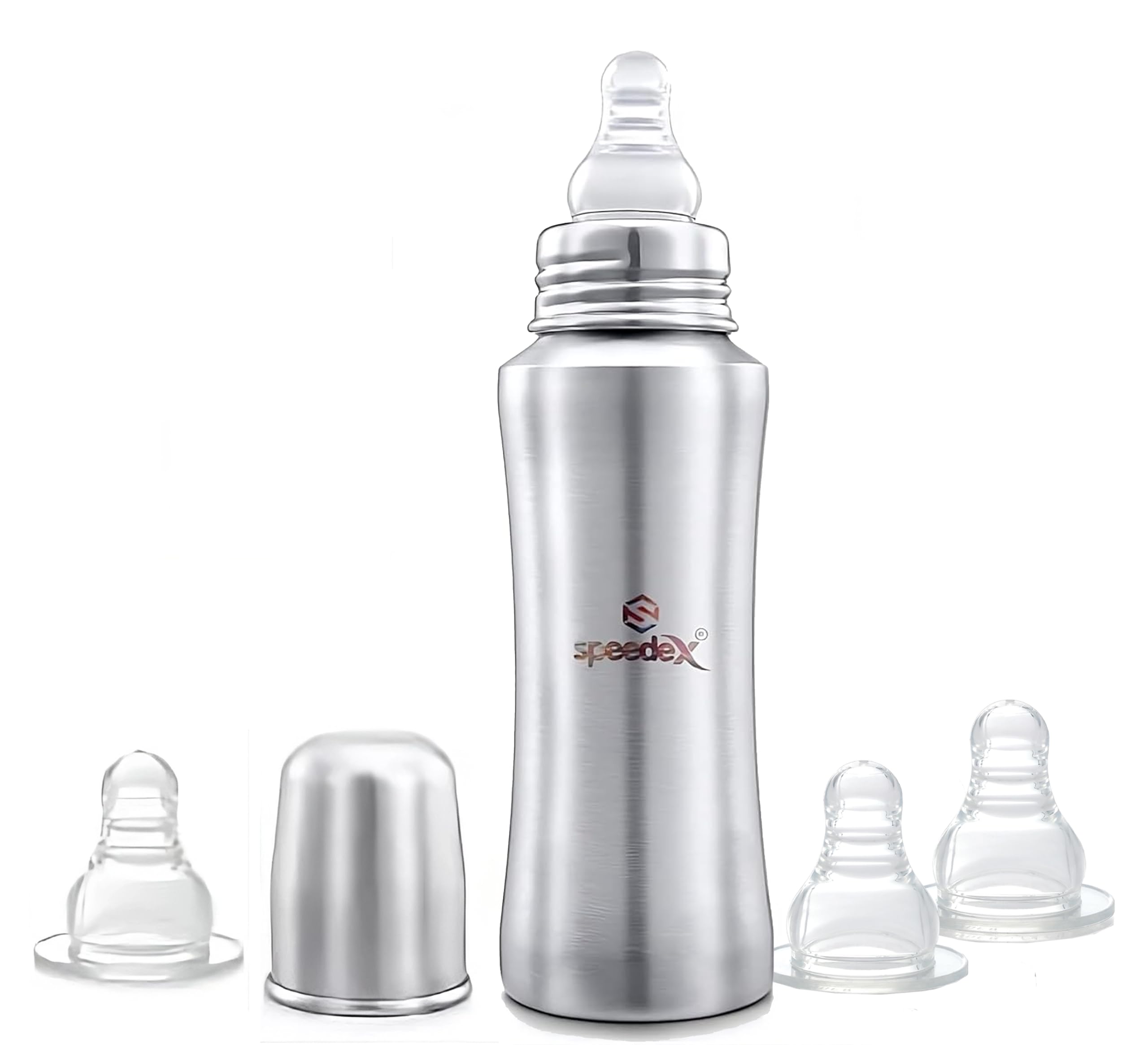 SPEEDEX Stainless Steel Infant Baby Feeding Bottle, BPA Free, Anti-Colic, Plastic-Free, Medium-Flow Nipple (Up to Brim 240 ML, 3 Nipple Extra) (B0D3DSNJ5Z) Amazon Price History, Amazon Price Tracker