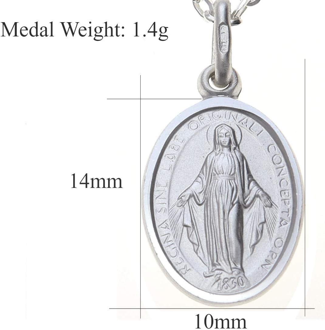 Alexander Castle 925 Sterling Silver Miraculous Medal Catholic Necklace - 14mm x 10mm Miraculous Medal with 18" Silver Chain & Jewelry Gift Box - Image 5
