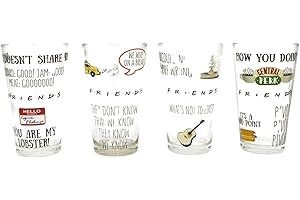 Friends Quotes & Doodles 4 Pack Pint Glass Set, 16 oz