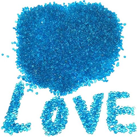 JZMYXA 2 Pounds Landscape Glass Pebble Gravel Sand Fit for Aquariums Succulent Plants Terrarium Landscape, Natural Blue Cover