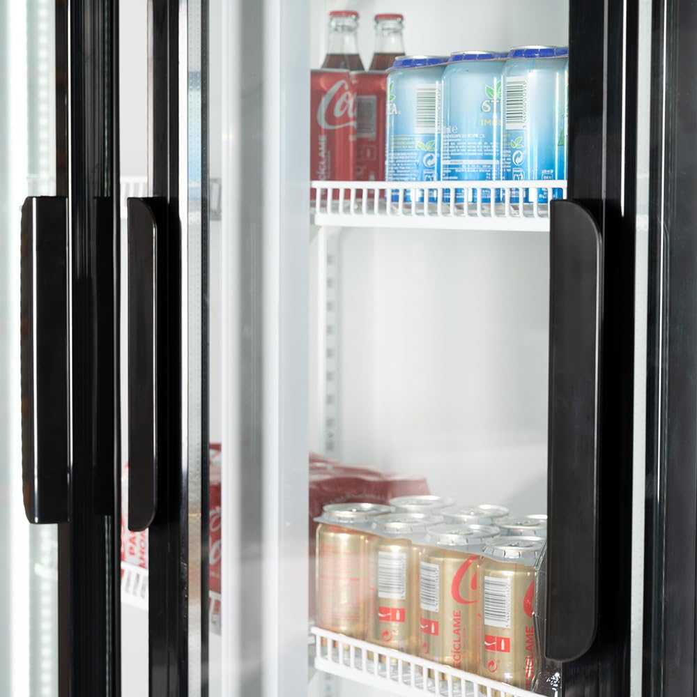 Cleiton® Armario Expositor Refrigerador 3 Puertas de Cristal 900 Litros Doble Cristal Templado Refrigeracion Ventilada Antivaho 1500x570x1980 mm | Vitrina Expositora Refrigerada | Nevera Frio Bebidas