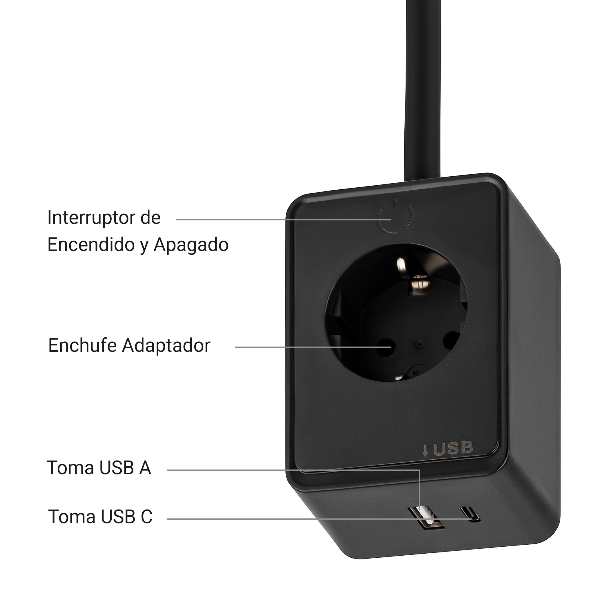 SEBSON Lámpara Enchufe Pared LED Regulable, Lampara de Lectura con Conector USB-C - Cuello de Cisne Flexible, Blanco Neutro 4000K, 4,5W, 420lm - Luz Nocturna Negro
