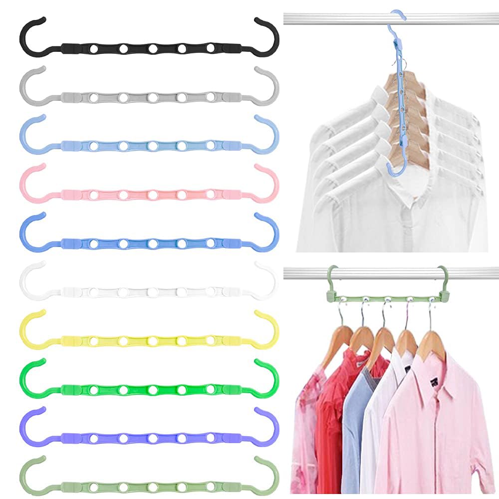 SYOSI Space Saving Hangers, Magic Closet Organization Clothes Hanger, Hanger Organizer for Closet, Closet Organizers and Storage for Room Wardrobe Heavy Clothes, Shirts,Pants, Dresses, Coats(10 Pack)