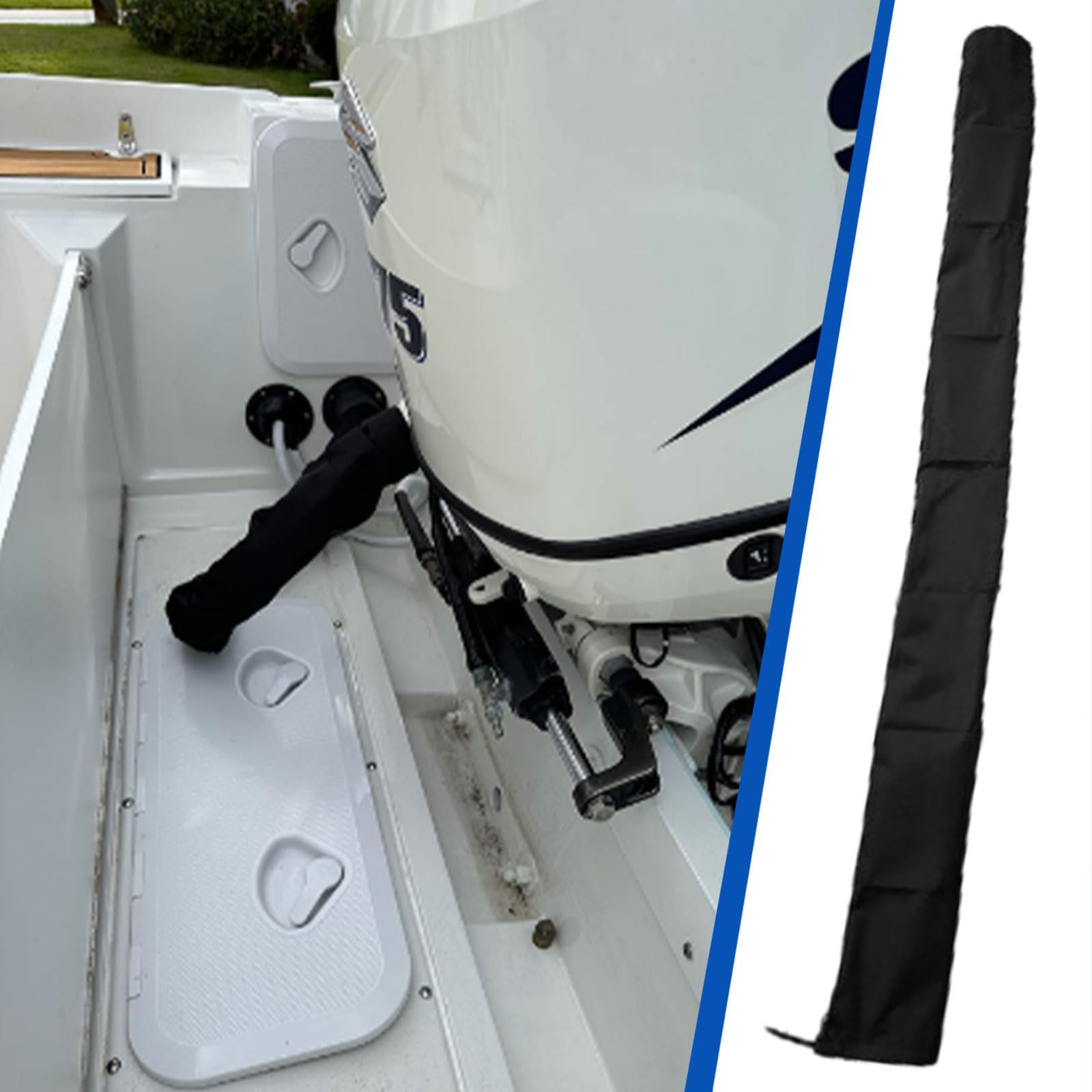 2 fundas para cable de motor fuera de borda con 100 bridas de nailon, funda de aparejo de 47 pulgadas de largo con cremallera para motor de arrastre, funda organizadora de cables de motor de