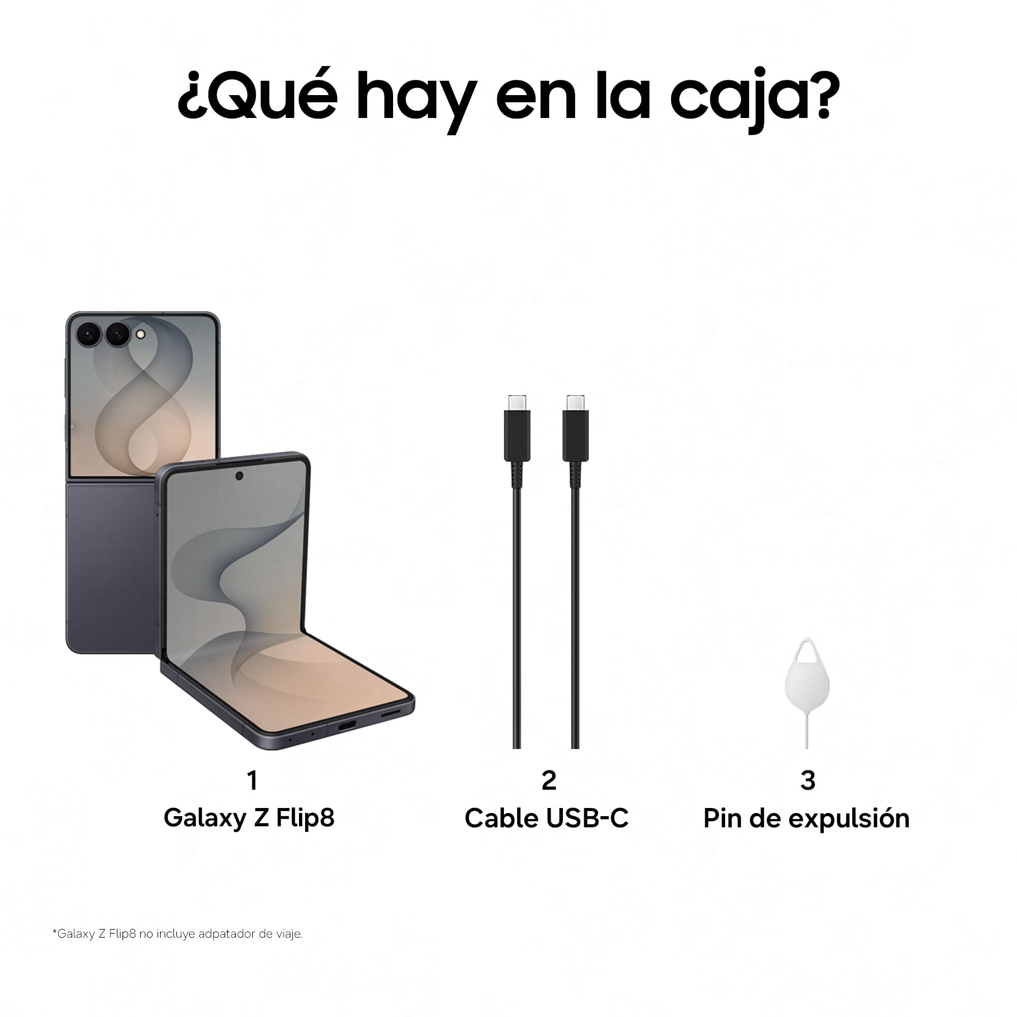 Samsung Galaxy Z Flip8, 256 GB, Teléfono Móvil con IA, Grafito | Smartphone Android, Cámara Selfie Manos Libres, Memoria 12 GB, Batería 4300 mAH, Now Brief, FlexWindow, Garantía 3+1 Años