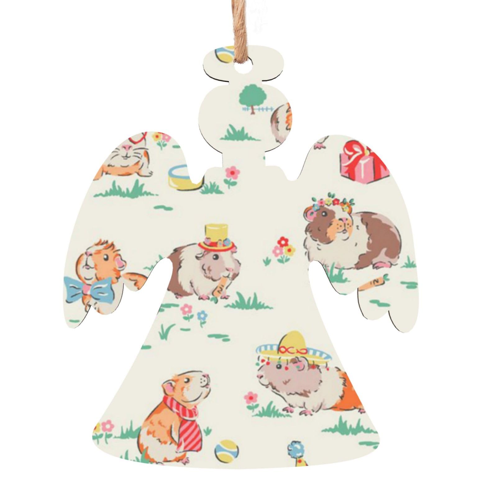 Christmas Ornaments Guinea Pig Printed Christmas Wooden Ornament Christmas Tree Decorations Wooden Hanging Ornaments for Xmas Home Decor