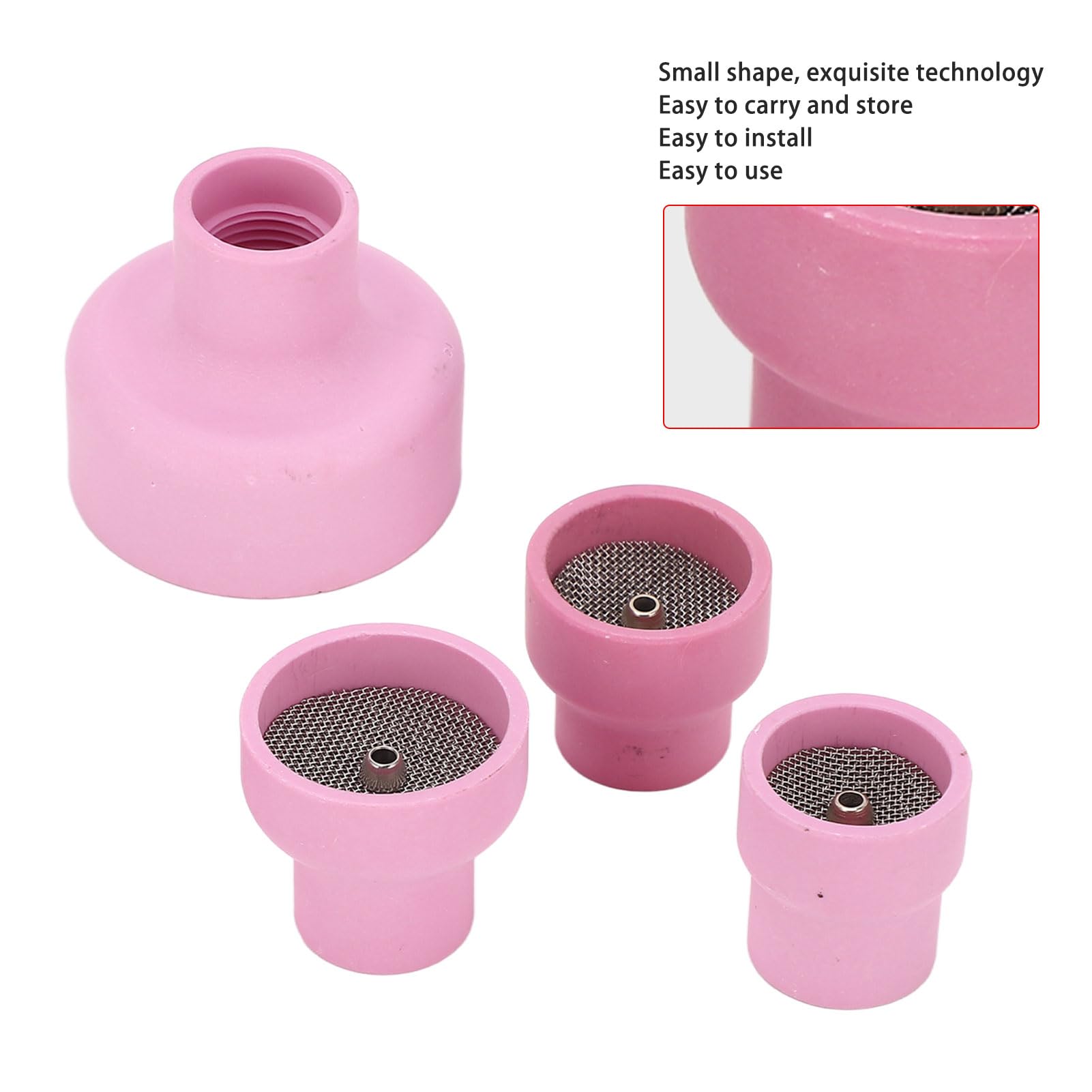 Filtre à écran en Acier Inoxydable, Tasse TIG en Céramique, Kit de Tasse TIG Rose, 12 14 16 24, Diamètre Intérieur du Trou Central de 2,4 Mm pour équipement de Soudage, adapté