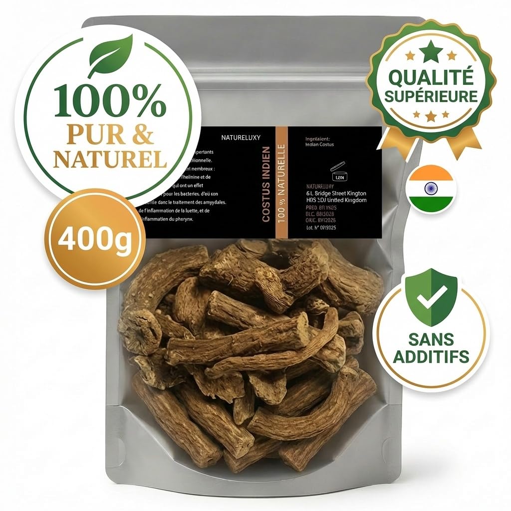Costus Indien Brut 400g – Racine Naturelle Authentique | Produit 100% Pur & de Qualité Supérieure | Usage Traditionnel & Cosmétique – Natureluxy