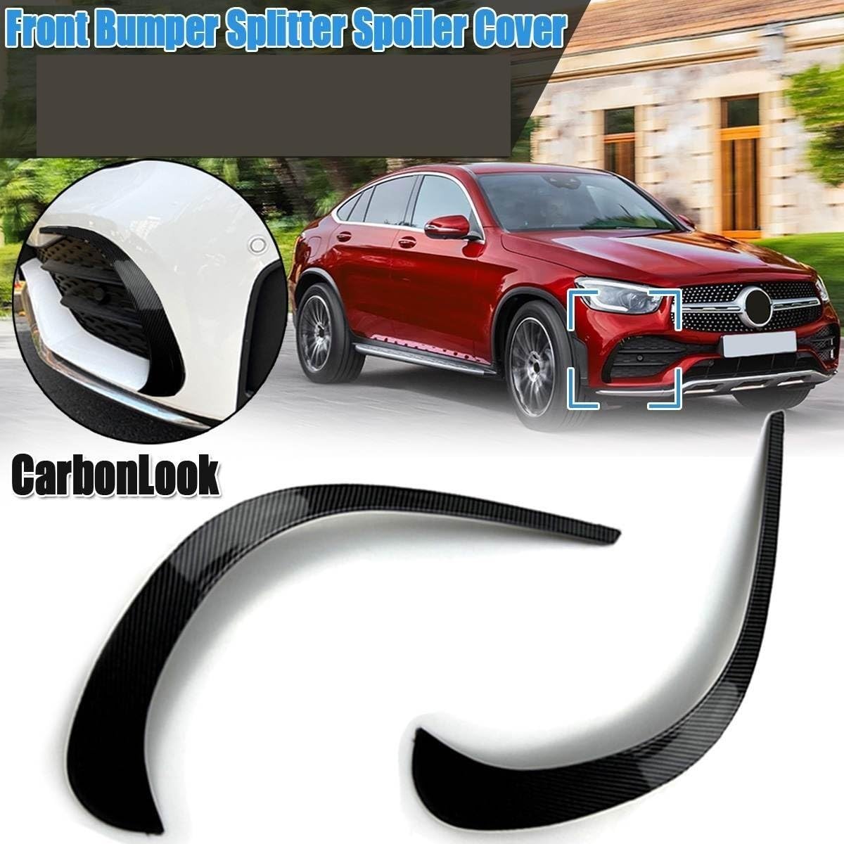 Rozdzielacz przedniego zderzaka samochodu Spoiler boczne dekoracyjne osłony listwy wykończeniowe, dla Mercedes-Benz, klasa GLC GLC260 GLC300 AMG 2020 Tylny spoiler pojazdu(CarbonLook)