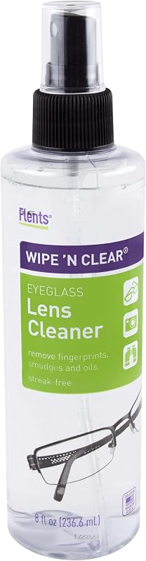 Wipe 'N Clear Eyeglass Lens Cleaner Spray, 8 fl oz (236 mL) | Portable, Anti-Fog Streak-Free Smudge-Resistant Formula for Glasses, Sunglasses, Camera Lenses, Safe on Coated Optics Lens