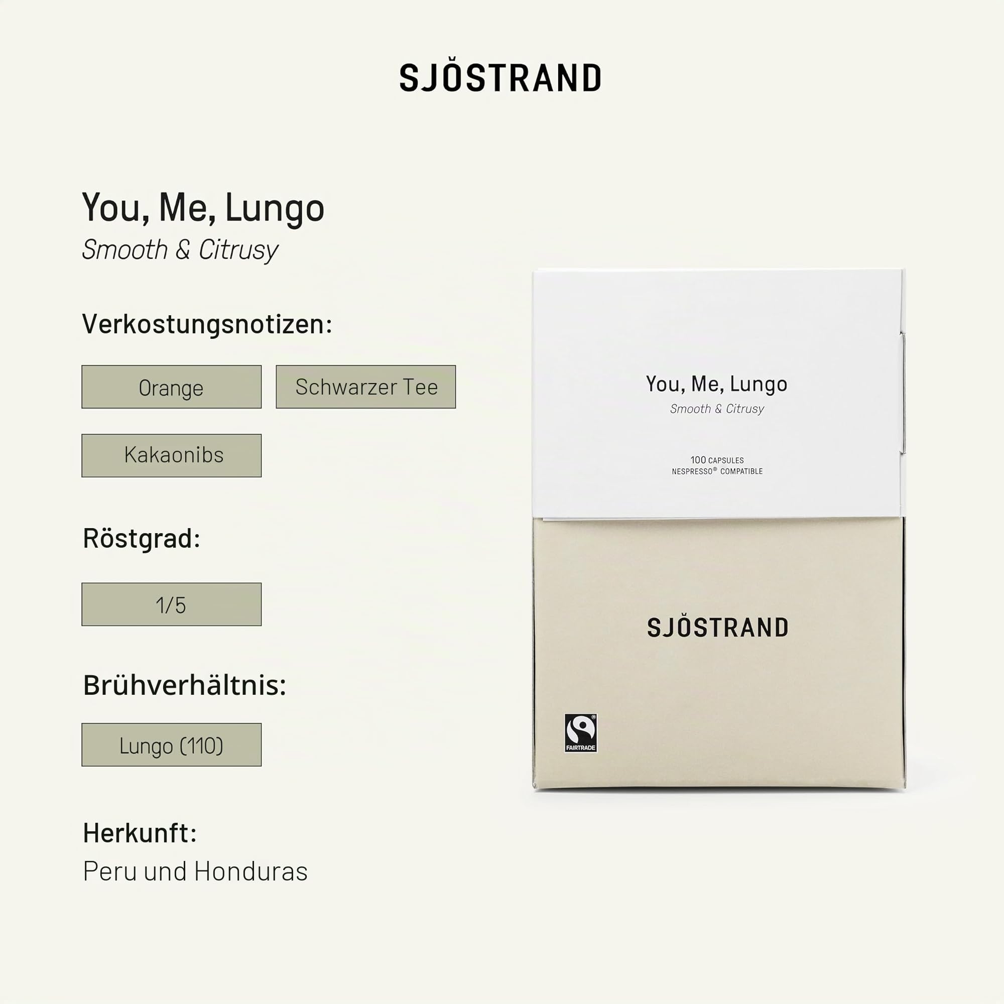 You, Me, Lungo - Bio-Kaffeekapseln, kompatibel mit Nespresso, 100 Kapseln, Kompostierbar, Fairtrade.