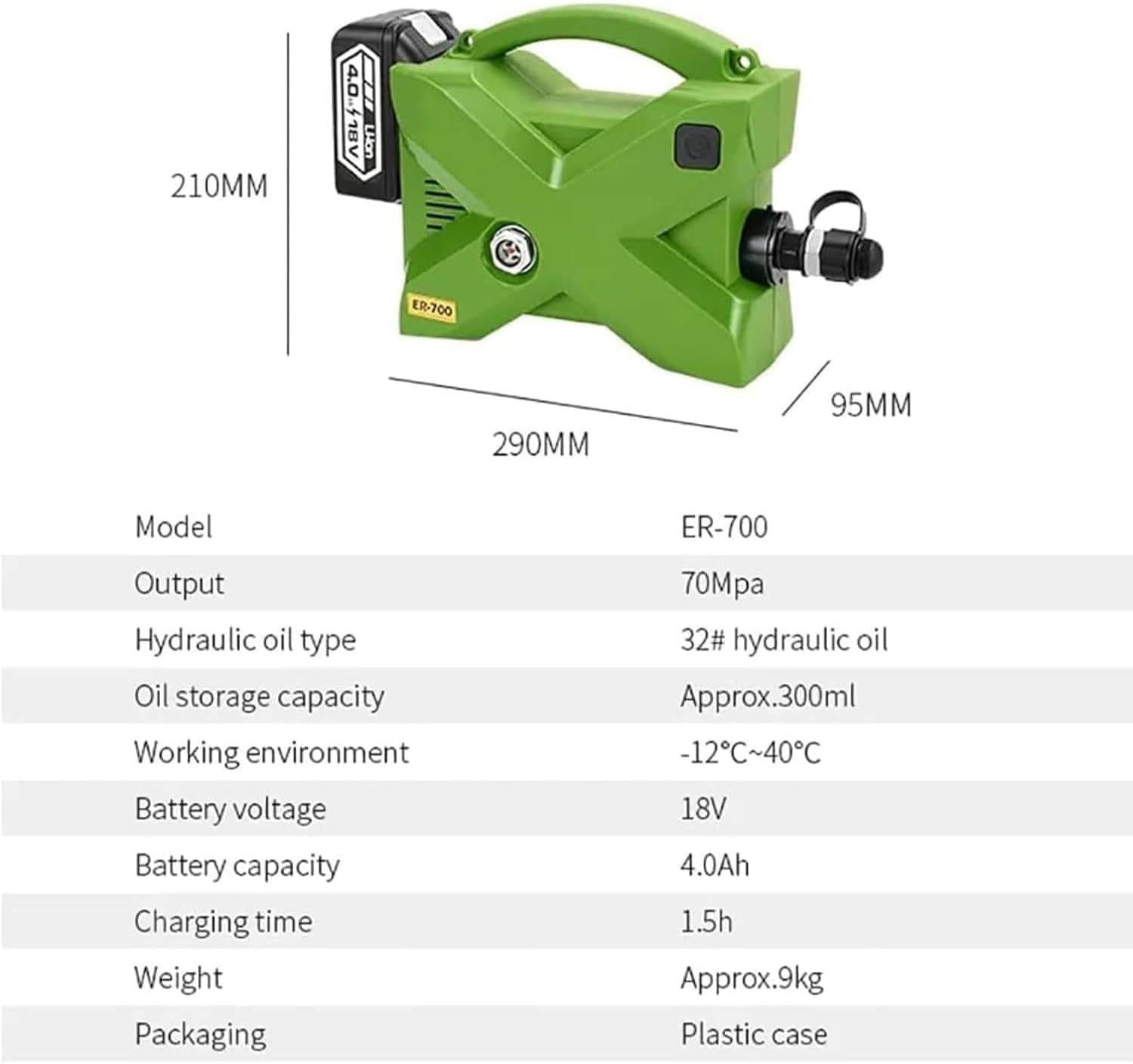 Unidad de potencia de bomba hidráulica eléctrica, 70 mpa 10152 psi, doble efecto con control remoto, correa, cable de 10 m para perforación y doblado.
