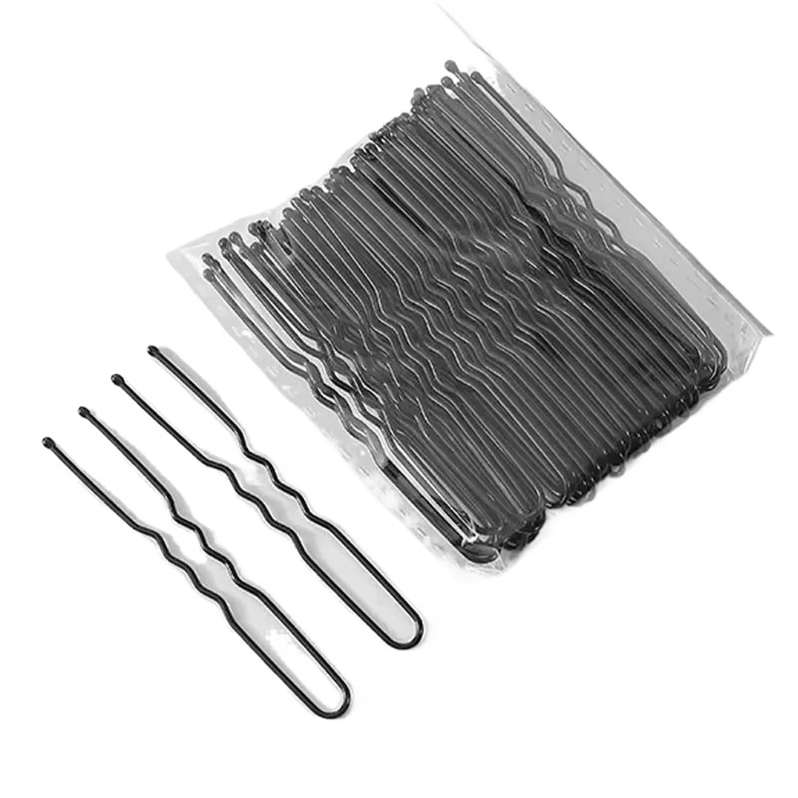 Horquillas para el pelo en forma de U, 1500 unidades onduladas en forma de U: horquillas de metal negro, herramientas de peinado para la creación de peinados de mujer (5 cm)