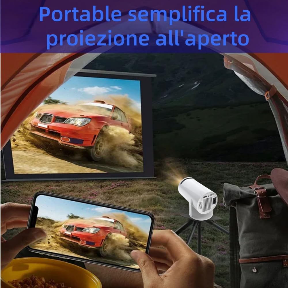 Oklumi - Pivot Projector Mini Proiettore 4K, WiFi 6 BT5, Portatile, 180° Rot, 130 pollici Schermo Home Theater, per l'uso all'aperto e in viaggio