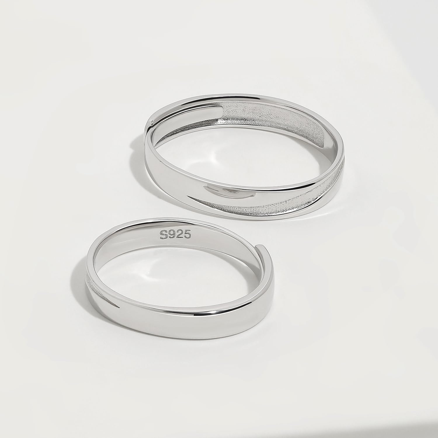 Meissa Alianzas Anillos de Pareja Plata de Ley 925 Bodas Compromiso Mujeres Hombres de Promesa Banda Aniversario Tamaño Ajustable Alianzas Novios (Juego de Dos Anillos)