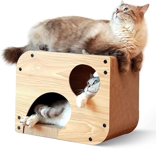 AZIEBAY 猫 爪研ぎ キャットハウス ダンボールハウス ベッド キャットタワー 猫爪とぎハウス 猫箱