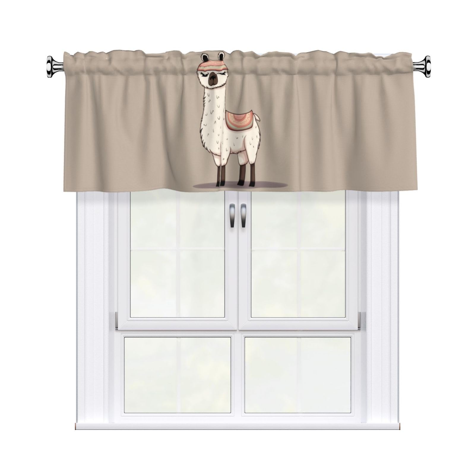DWVTSLH No Drama Llama Valances Curtains for Windows, Rod Pocket Drape Valence Blackout Short Curtains for Kitchen Bathroom Bedroom Window Treatment for Home Décor 54x18 Inch
