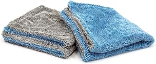 [Dreadnought Jr.] Microfiber Double Twist Pile Detailing Towel (16 in. x 16 in, 1100gsm) - 2 Pack (Blue/Gray)