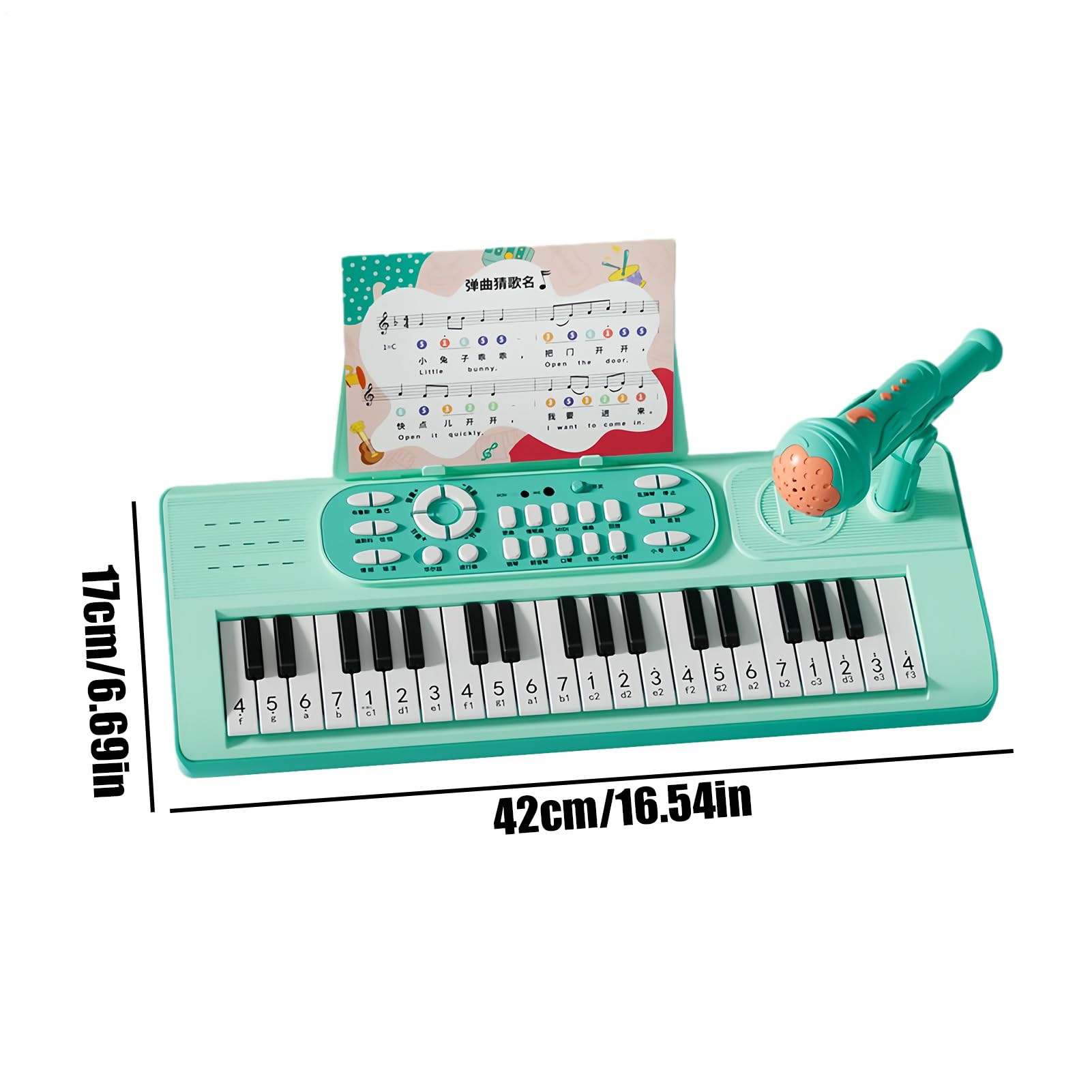 Piano Teclado para Instrumento Recargable 37 Teclas con Micrófono