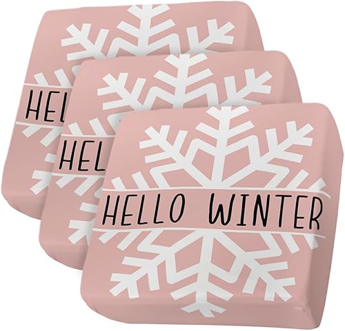 Miniatura 34 de Fundas de cojín para sofá de Navidad con diseño de muñeco de nieve rosa, funda elástica para sofá con parte inferior elástica, fundas de sofá