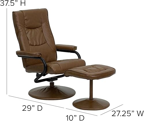 Miniatura 30 de Flash Furniture Rachel - Silla reclinable de LeatherSoft contemporánea multiposición con otomana, silla reclinable giratoria de 360 grados y juego