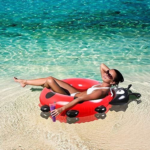 Inflatable Ladybug Swim Ring Adult,Insect Swim Ring, Perfect Lounge Chair Trip Toy Swim Ring, Summer Parties At The Beach & Pool, For Kids & Adults,Red,140Cm #TOP6