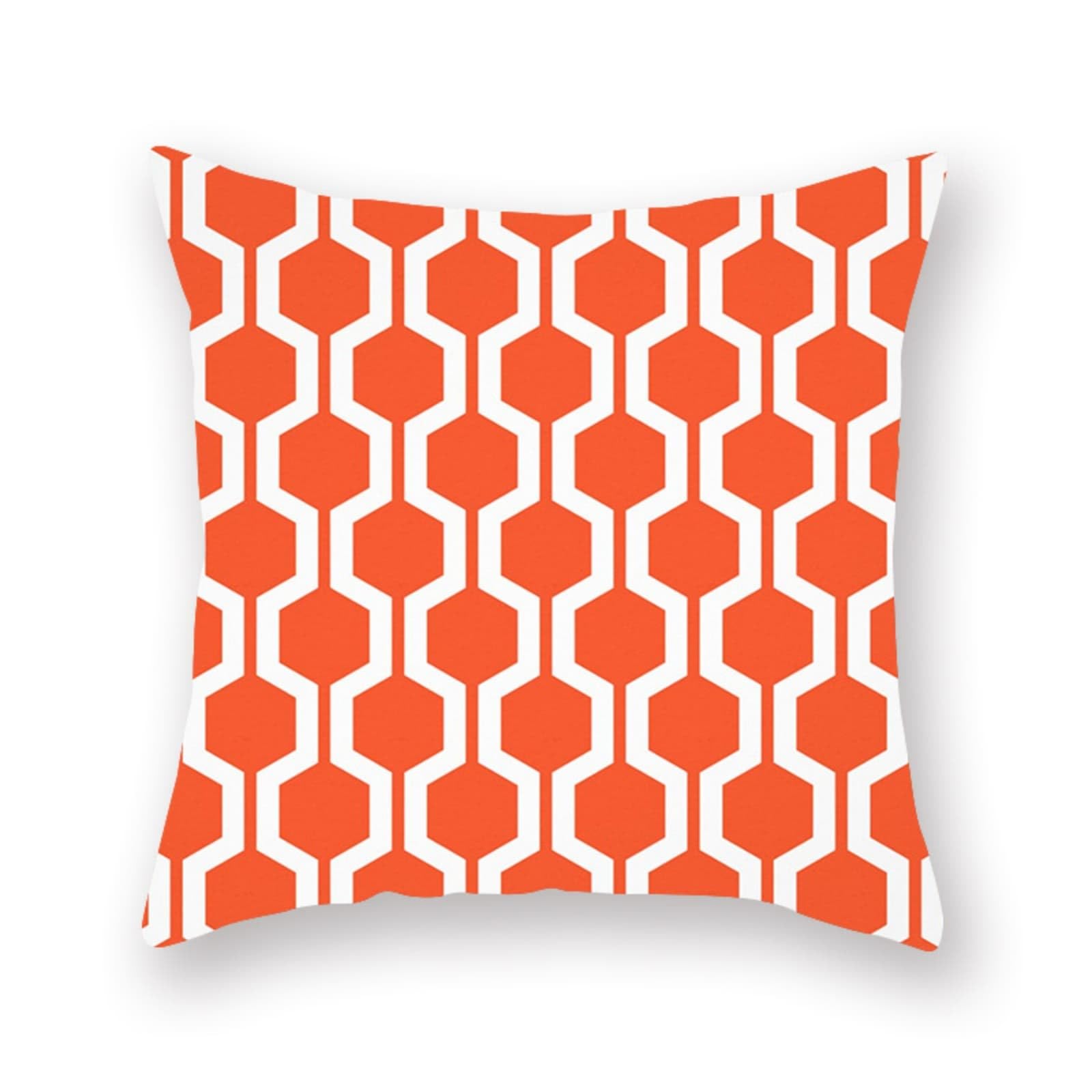 Cushion Covers 60cm x 60cm White Orange Large cushions with covers included - Linen Square Decorative Throw Pillowcases with Invisible Zipper, for Livingroom Sofa Bedroom