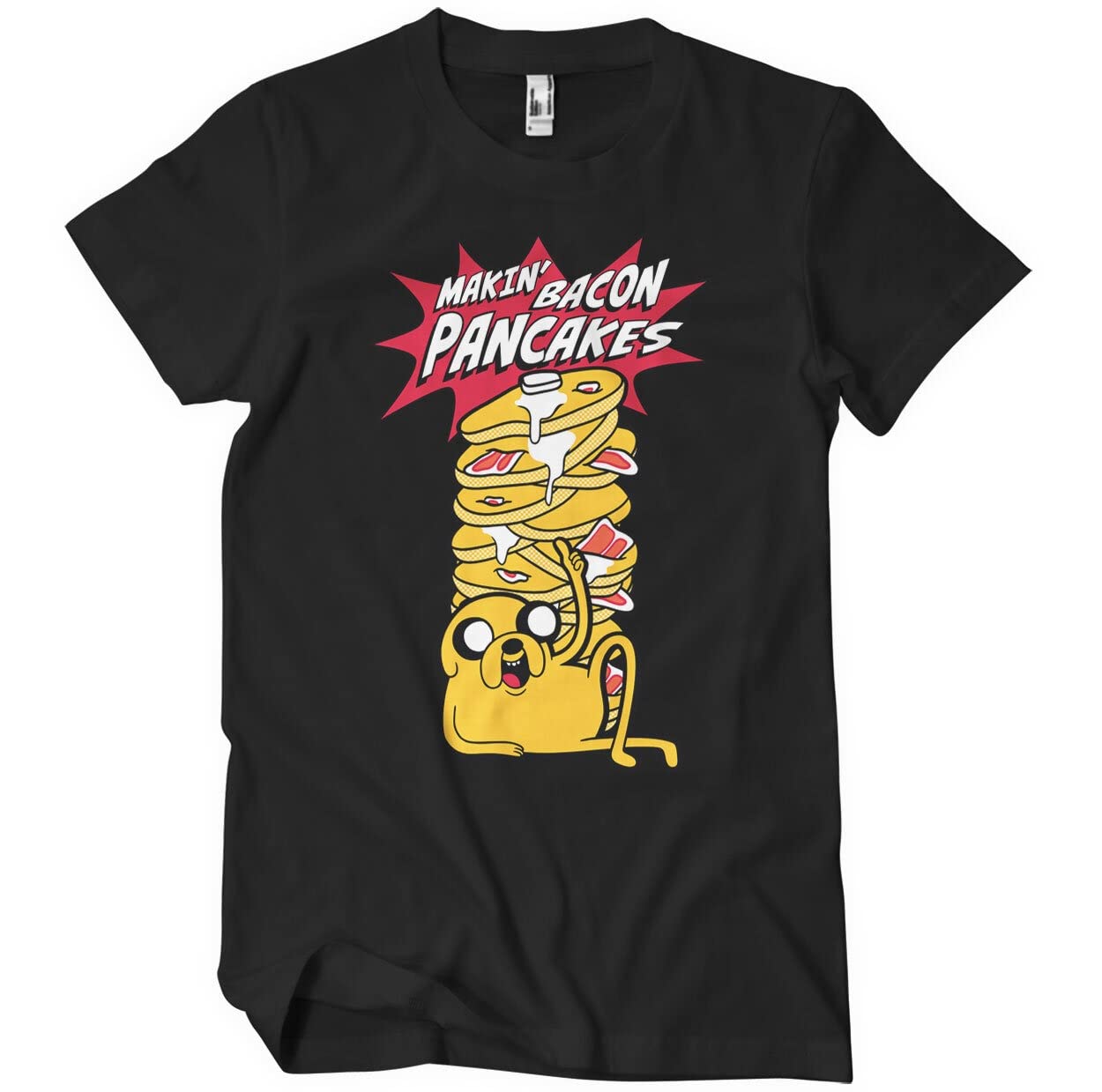 Adventure Time Officially Licensed Makin' Bacon Pancakes Mens T-Shirt (Black), XX-Large
