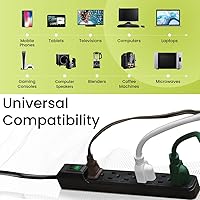 Vista 2 de Go Green Power Inc. GG-16103MINBK - Protector de sobretensiones de 6 tomas, color negro