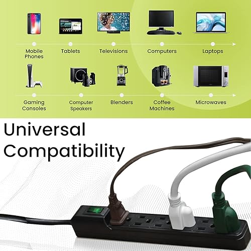 Miniatura 2 de Go Green Power Inc. GG-16103MINBK - Protector de sobretensiones de 6 tomas, color negro