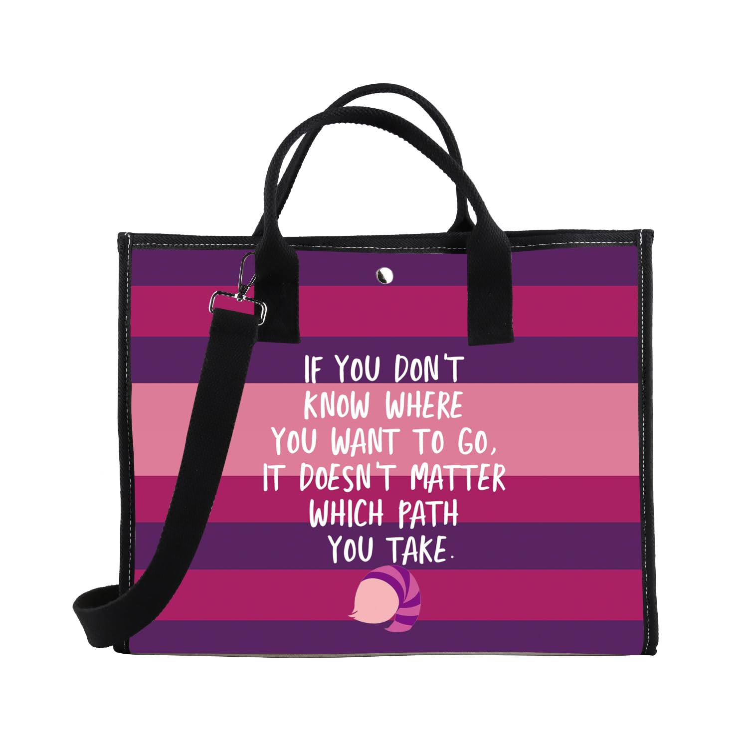 BDPWSS Cat Tote Bag Fairy Tales Fan Gift Smiling Cat Gift If You Don't Know Where You Want To Go Travel Pouch