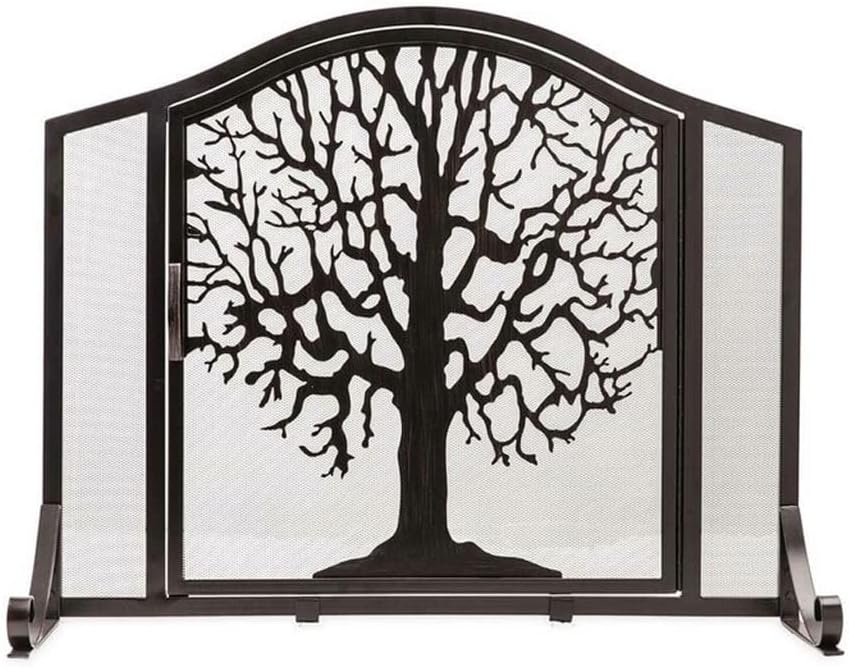 Fireplace Screen Fireplace Screen with Wrought Iron Partition Door Fire Screen Creative Tree-Shaped Home Living Room Fire Guardrail Fireplace Tools Decorative Spark grates