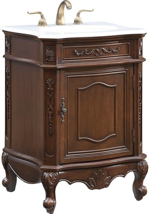 Elegant Lighting Berkshire Bathroom Vanity Sink Transitional 24-in Single Coffee Brown Polished