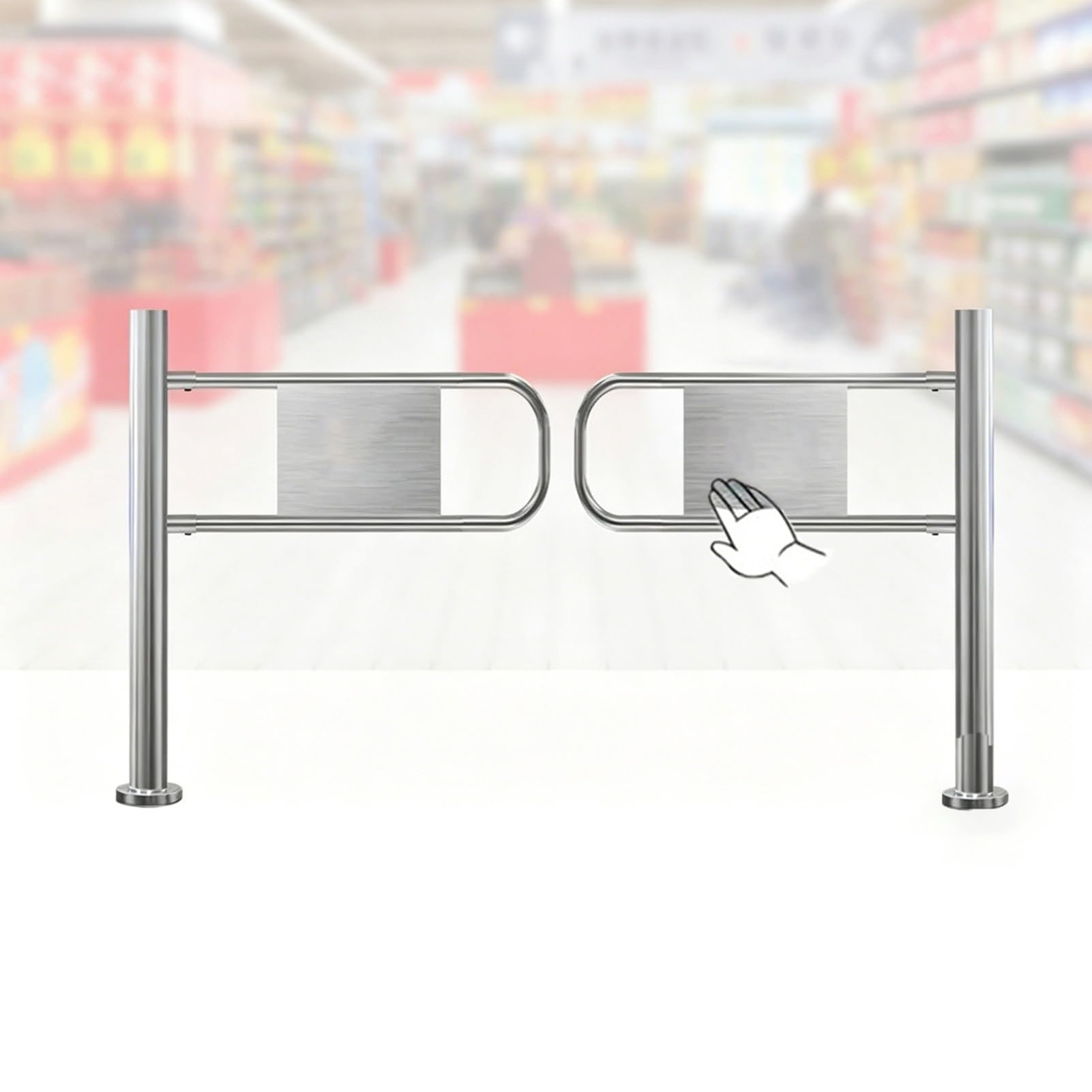 One Way Swing Gate for Malls Shopping, Spring-Loaded Safety Entrance Door Automatic Closing, Hallway/Busy Pedestrian Areas Secure Gate Metal(W 130cm(51in))