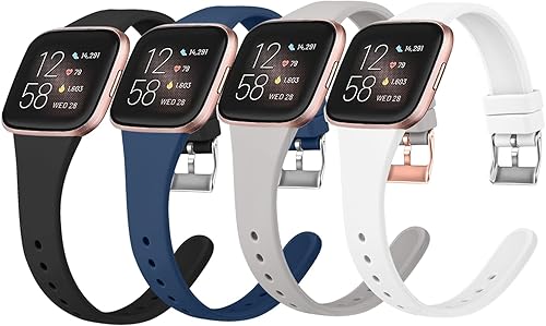 Miniatura 8 de Tobfit Correas de reloj deportivas delgadas compatibles con Fitbit Versa 2 correas para mujeres y hombres, correas de repuesto de silicona