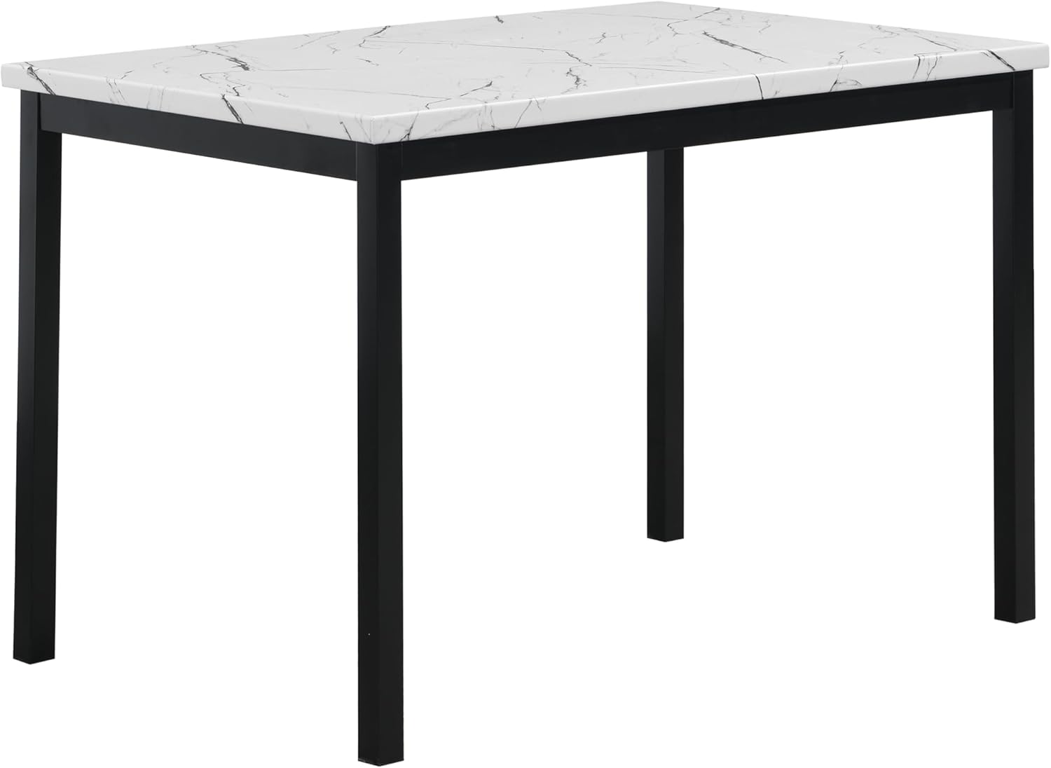 Roundhill Furniture Noyes Metal Dining Table with Laminated Faux Marble Top, Off-White Roundhill Furniture Noyes Metal Dining Table with Laminated Faux Marble Top, Off-White
