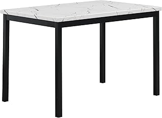 30+ Dining Room Decor Ideas Featuring Marble Tables 60 Roundhill Furniture Noyes Metal Dining Table with Laminated Faux Marble ...