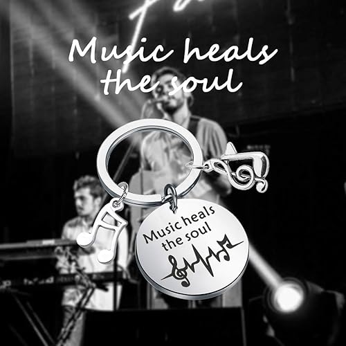 Miniatura 6 de CENWA Regalo para amantes de la música, joyería temática de músico, música cura el alma, llavero de regalo para profesores de música
